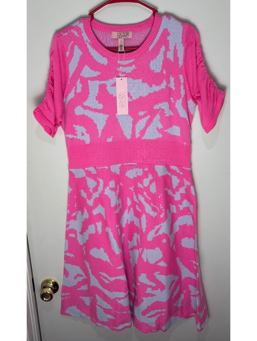 Victor Glemaud Pink Knit Midi Dress NWT Women’s L Barbiecore Festival
